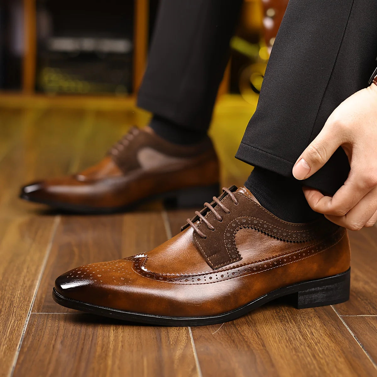 Men's Dress Shoes with Sleek Formal Design - Black Leather Comfort and Durability 1