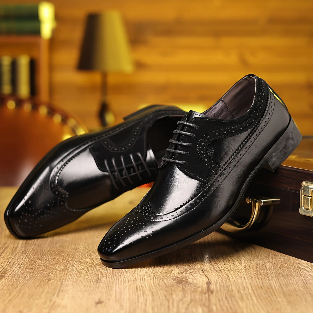 Men's Dress Shoes with Sleek Formal Design - Black Leather Comfort and Durability 7