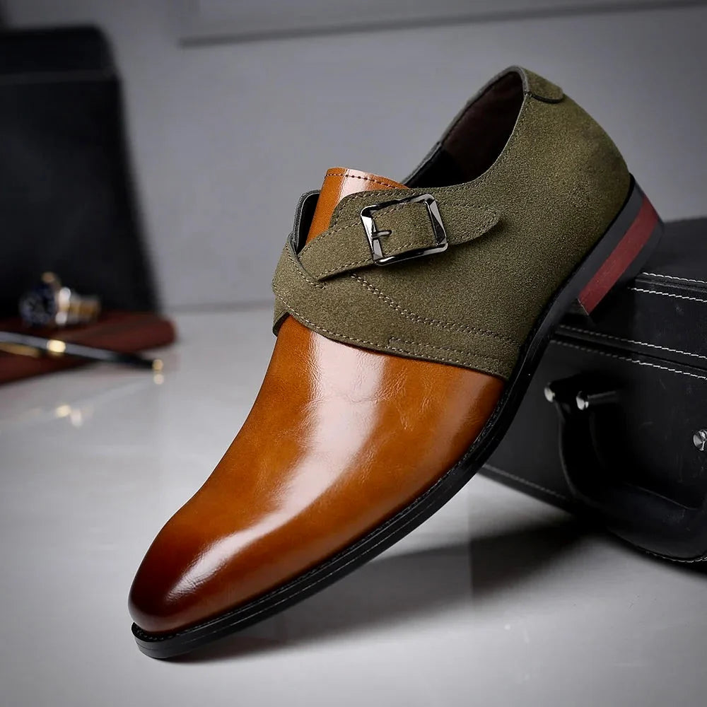 Men's Dress Shoes with Suede Detailing – Elegant Black Leather Formal Shoes 1