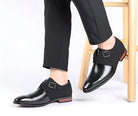Men's Dress Shoes with Suede Detailing – Elegant Black Leather Formal Shoes 8