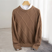 Men's Jumper with Diamond Structure and Crew Neck