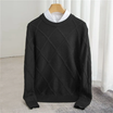Men's Jumper with Diamond Structure and Crew Neck