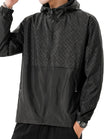 Men's Lightweight Windbreaker Jacket with Hood and Patterned Detail
