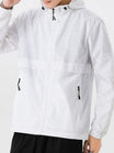 Men's Lightweight Windbreaker Jacket with Hood and Patterned Detail