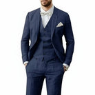 Men's Linen 3-Piece Suit for Wedding featuring a breathable tailored fit, classic two-button jacket, stylish vest, and flat-front pants, perfect 2
