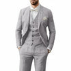 Men's Linen 3-Piece Suit for Wedding featuring a breathable tailored fit, classic two-button jacket, stylish vest, and flat-front pants, perfect 4