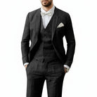 Men's Linen 3-Piece Suit for Wedding featuring a breathable tailored fit, classic two-button jacket, stylish vest, and flat-front pants, perfect 6