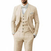 Men's Linen 3-Piece Suit for Wedding featuring a breathable tailored fit, classic two-button jacket, stylish vest, and flat-front pants, perfect 7