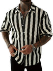 Men's Long Sleeve Open-Weave Striped Shirt
