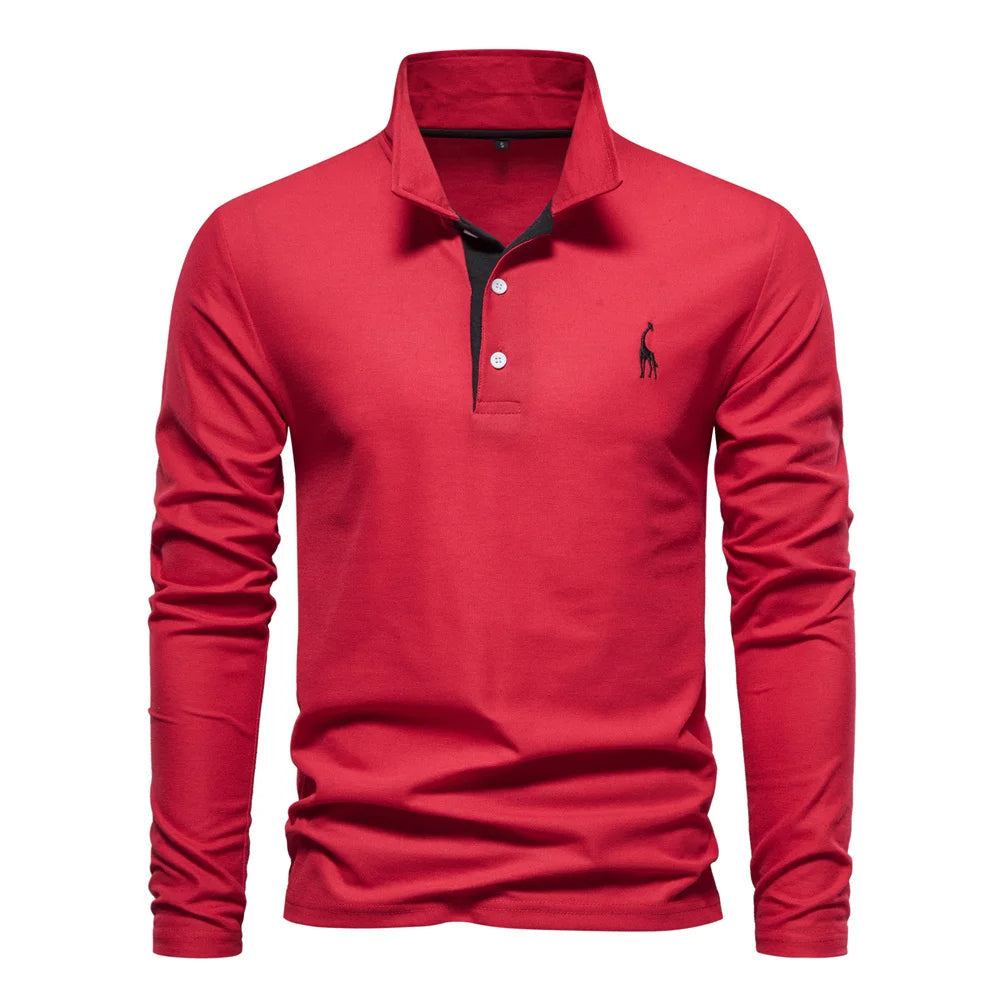 Men's Long Sleeve Polo Shirt with Button Neck – Breathable Fabric for Versatile Style 0