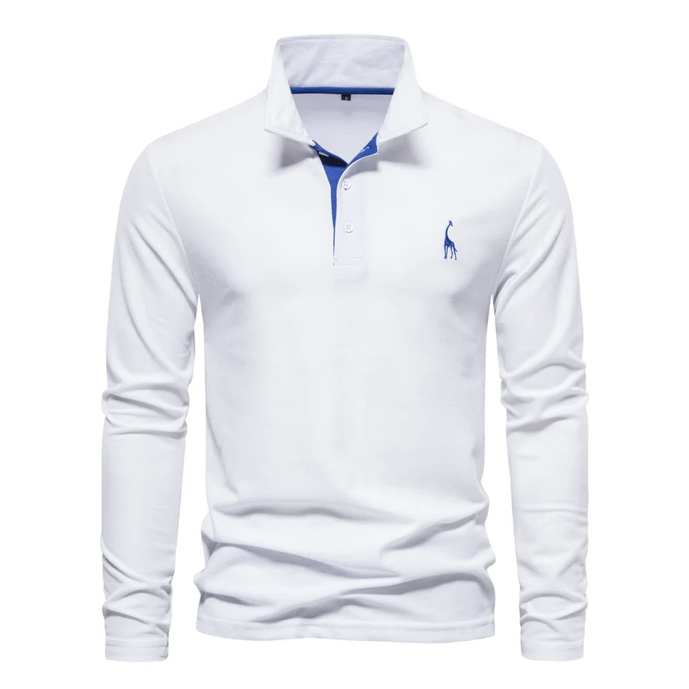 Men's Long Sleeve Polo Shirt with Button Neck – Breathable Fabric for Versatile Style 1