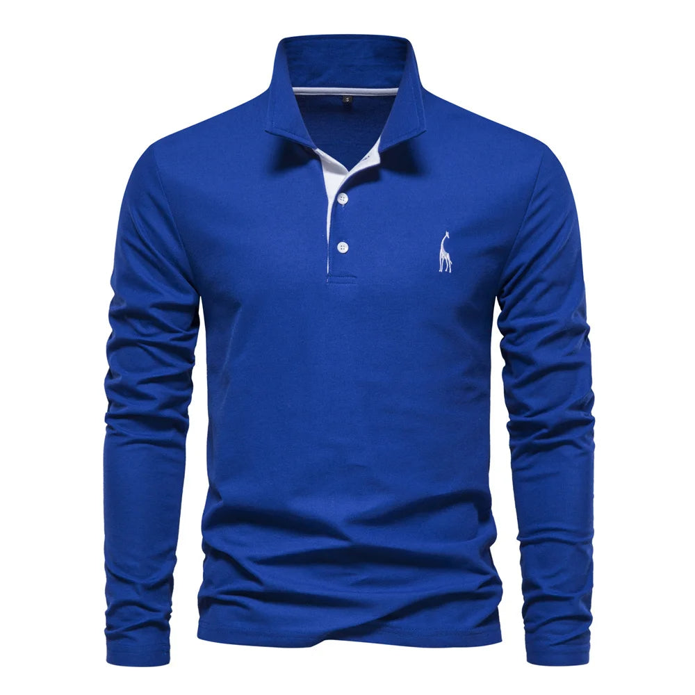 Men's Long Sleeve Polo Shirt with Button Neck – Breathable Fabric for Versatile Style 3