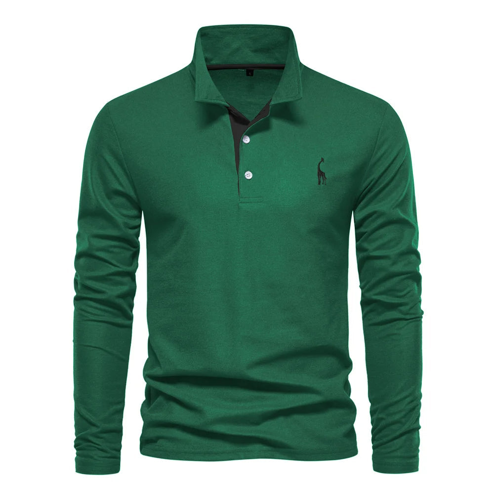 Men's Long Sleeve Polo Shirt with Button Neck – Breathable Fabric for Versatile Style 4
