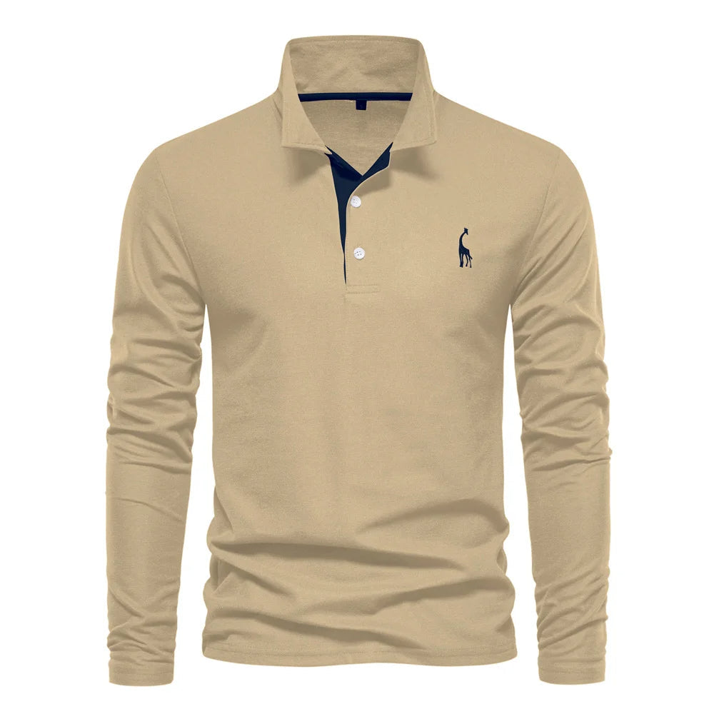 Men's Long Sleeve Polo Shirt with Button Neck – Breathable Fabric for Versatile Style 5