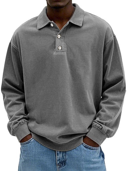 Men's Long Sleeve Polo Shirt with Classic Collar – Casual Fit for Everyday Wear 1