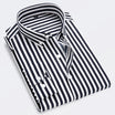 Men’s Long Sleeve Shirt with Vertical Stripes and Button Closure