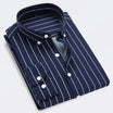 Men’s Long Sleeve Shirt with Vertical Stripes and Button Closure