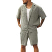 Men’s Matching Shirt and Shorts Set with Short Sleeves and Pattern