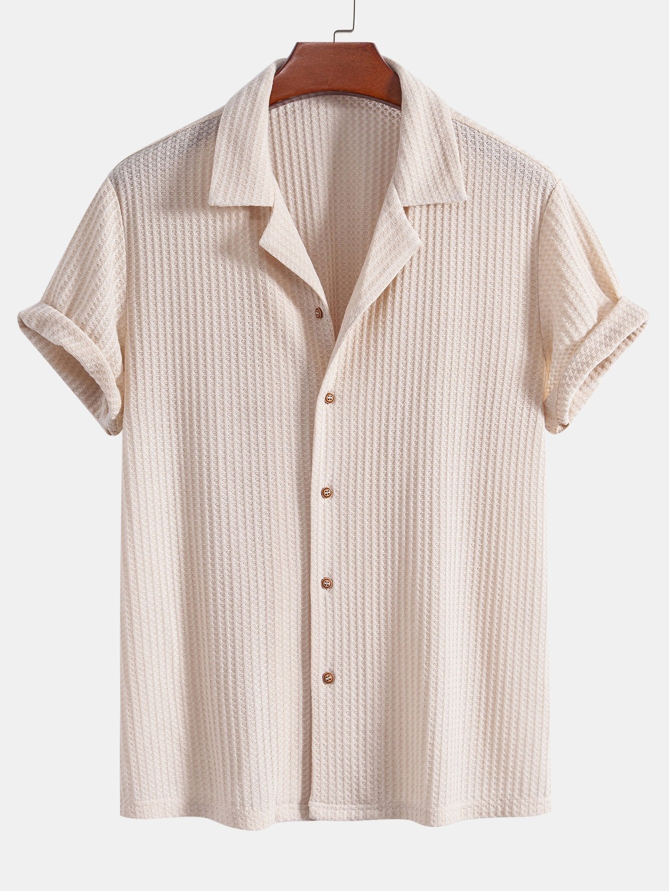 Men's Outfit Set with Knitted Waffle Shirt and Linen Pants – Casual Summer Style for Men 3
