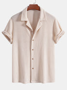 Men's Outfit Set with Knitted Waffle Shirt and Linen Pants – Casual Summer Style for Men 3