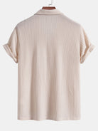 Men's Outfit Set with Knitted Waffle Shirt and Linen Pants – Casual Summer Style for Men 4
