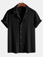 Men's Outfit Set with Knitted Waffle Shirt and Linen Pants – Casual Summer Style for Men 6