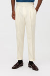 Men's Pants with Drawstring Waist and Pleated Design – High-Waisted Straight-Leg Cotton Blend Trousers 0