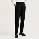 Men's Pants with Drawstring Waist and Pleated Design – High-Waisted Straight-Leg Cotton Blend Trousers 2