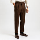 Men's Pants with Drawstring Waist and Pleated Design – High-Waisted Straight-Leg Cotton Blend Trousers 3
