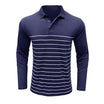 Men’s Polo Shirt with Long Sleeves and Striped Front