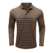 Men’s Polo Shirt with Long Sleeves and Striped Front