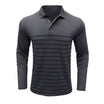 Men’s Polo Shirt with Long Sleeves and Striped Front