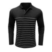 Men’s Polo Shirt with Long Sleeves and Striped Front