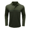 Men’s Polo Shirt with Long Sleeves and Striped Front