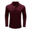 Men’s Polo Shirt with Long Sleeves and Striped Front