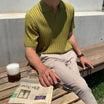 Men’s Polo Shirt with Short Sleeves and Ribbed Structure