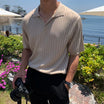 Men’s Polo Shirt with Short Sleeves and Ribbed Structure