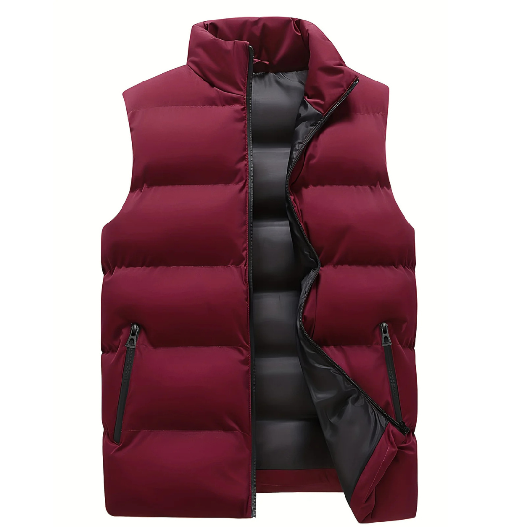 Men's puffer vest featuring quilted insulation, a modern design for layering, and durable zippers for enhanced functionality. 3