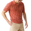 Men’s Red Polo Shirt with Short Sleeves and Vertical Stripe Pattern