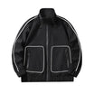 Men’s Reflective Zip-Up Jacket with High Collar and Front Pockets