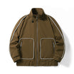 Men’s Reflective Zip-Up Jacket with High Collar and Front Pockets
