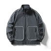 Men’s Reflective Zip-Up Jacket with High Collar and Front Pockets