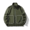 Men’s Reflective Zip-Up Jacket with High Collar and Front Pockets