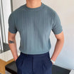 Men’s Short Sleeve T-Shirt with Crew Neck and Ribbed Pattern