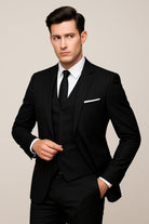 Men's Slim-Fit Three-Piece Suit with Tailored Blazer and Waistcoat – Formal Wedding and Groomsmen Attire 1