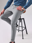 Men's Slim Fit Chino Trousers with Pockets and Belt Loops