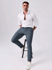 Men's Slim Fit Chino Trousers with Pockets and Belt Loops