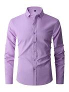 Men's slim fit shirt featuring a sleek button closure, designed for modern versatility suitable for both work and casual wear. 3