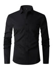 Men's slim fit shirt featuring a sleek button closure, designed for modern versatility suitable for both work and casual wear. 4