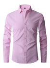 Men's slim fit shirt featuring a sleek button closure, designed for modern versatility suitable for both work and casual wear. 6